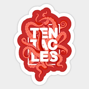 Tentacles – Red (white-out) Sticker